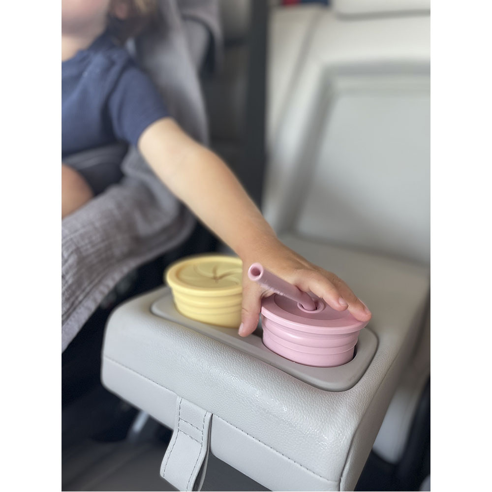 MinikOiOi Sip+Snack - силіконова чашка-контейнер з трубочкою • Pinky Pink / Powder Grey