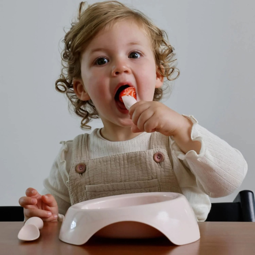 Difrax Toddler Bowl and Cutlery - набір для годування: миска, виделка й ложка • Blossom