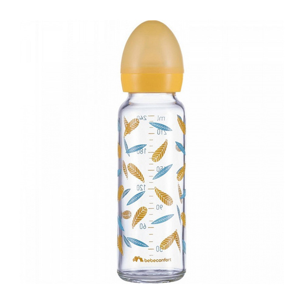 Bebe Confort Standard Neck Glass 240 мл - скляна пляшечка з силіконовою соскою • Little Buddies