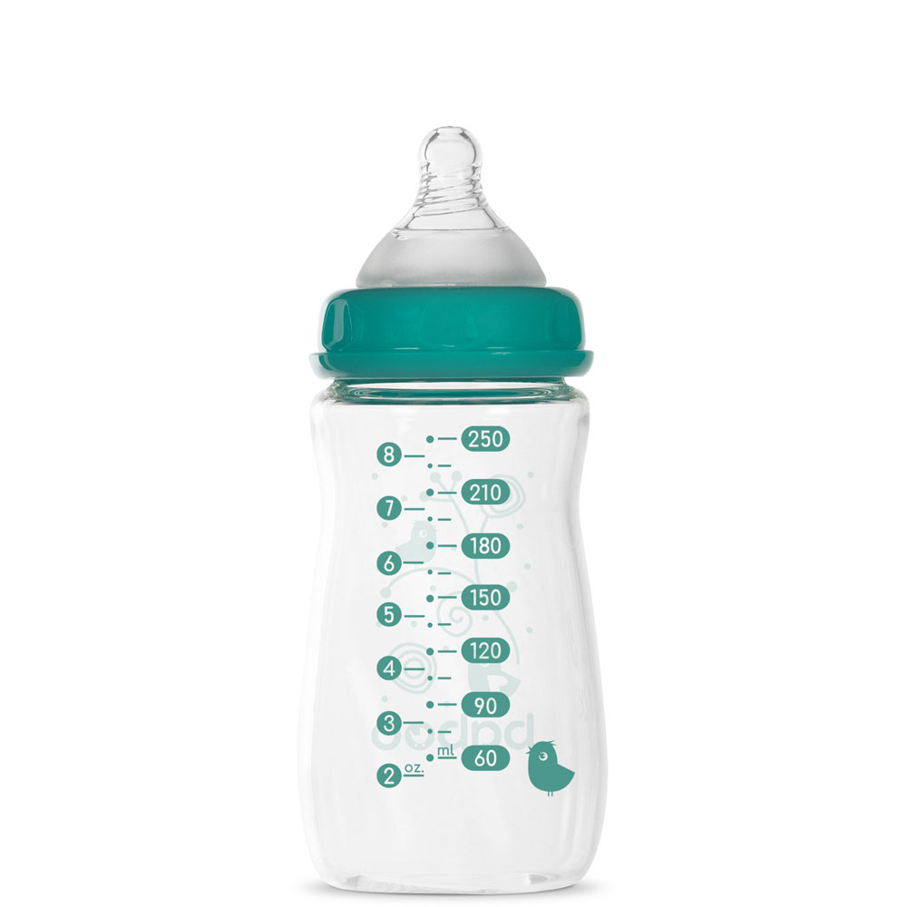 Baboo Premium Glass 250 мл 3+ міс. - скляна антиколікова пляшечка для годування з широким горлечком