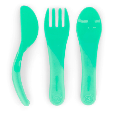 Twistshake Learn Cutlery 6+ міс. - набір для самостійного годування: ложка, виделка, ніж • Pastel Green