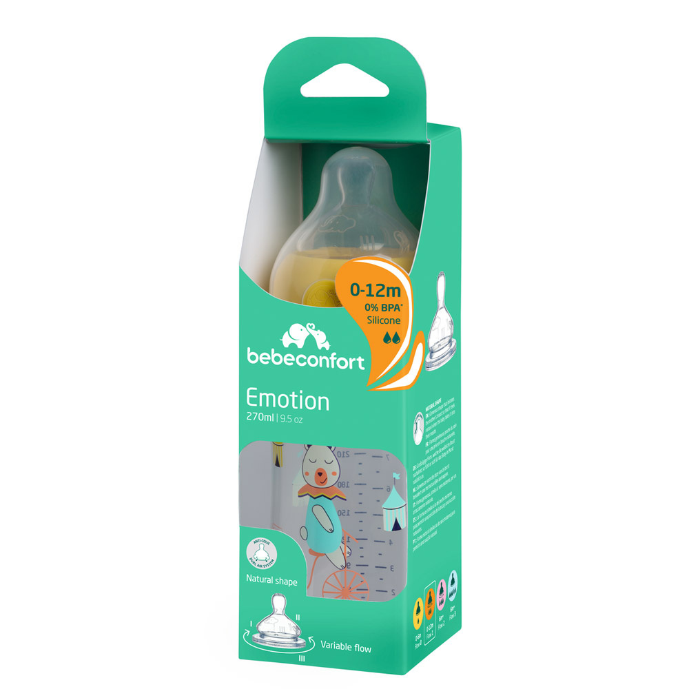 Bebe Confort Emotion PP 270 мл - пластикова пляшечка з силіконовою соскою • Yellow Bebe Confort Emotion PP 270 мл - пластикова пляшечка з силіконовою соскою • Yellow