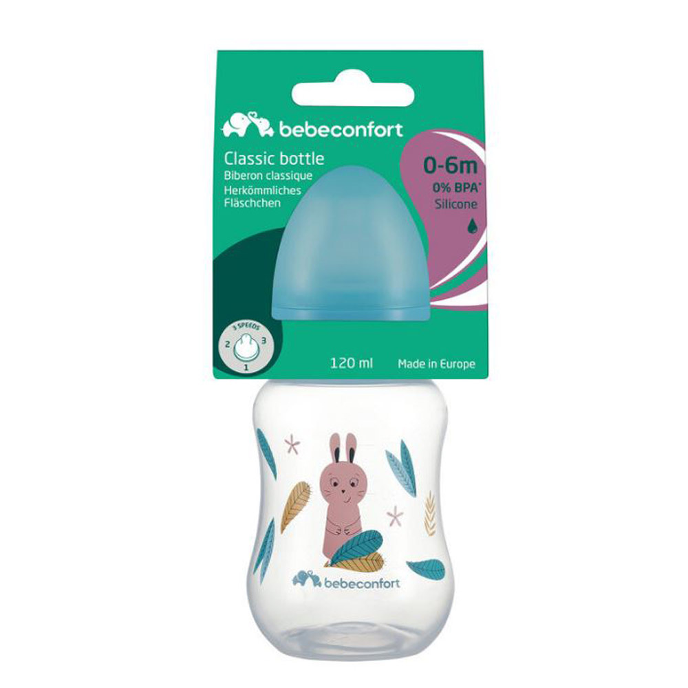 Bebe Confort Classic Bottle PP 120 мл - пластикова пляшечка з силіконовою соскою • Little Buddies