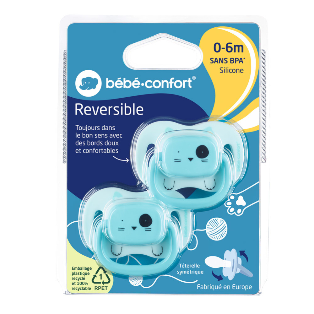 Bebe Confort Reversible 0-6 міс. - набір із двох силіконових пустушок • Minimalistic Animals