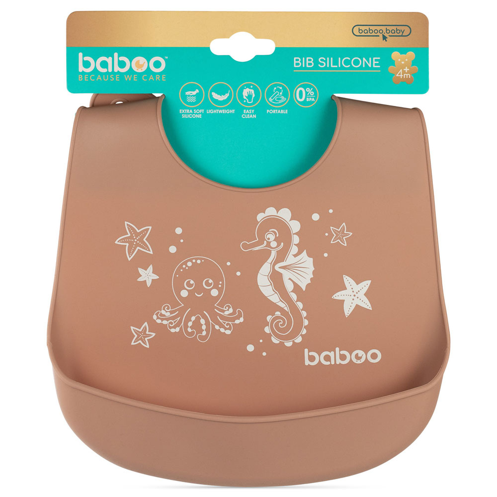 Baboo Sea Life 4+ міс. - силіконовий нагрудник з кишенею