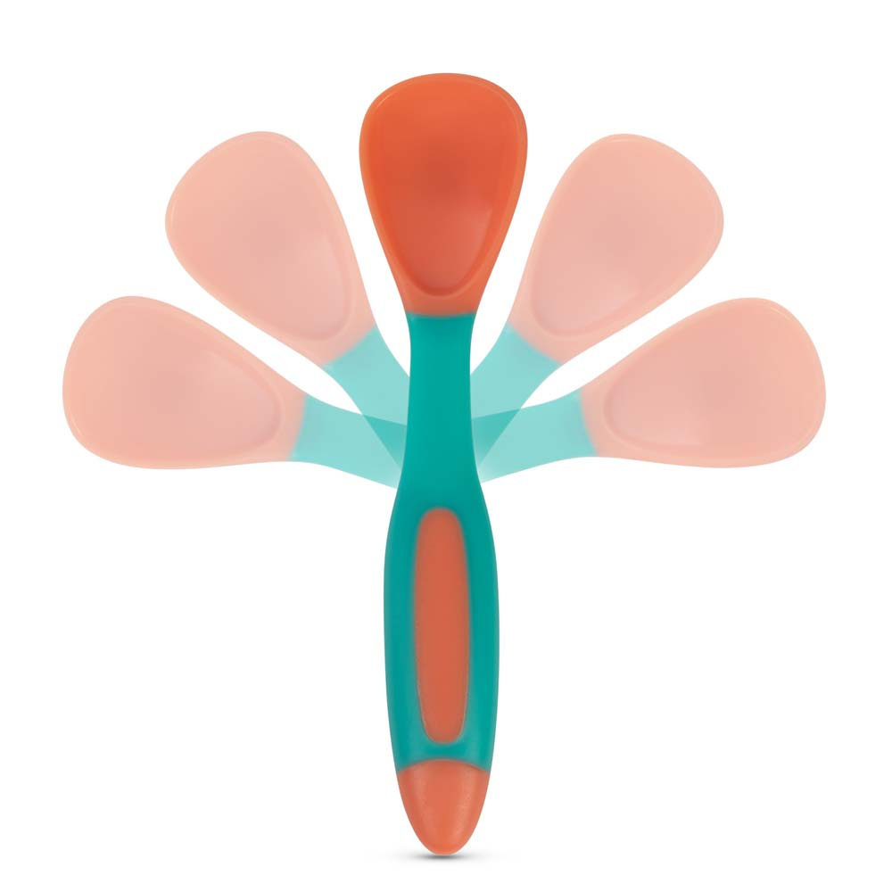 Baboo Flexible Spoon & Fork Set - набір ложки та виделки з гнучкими ручками для малюків від 6 міс. • Peach