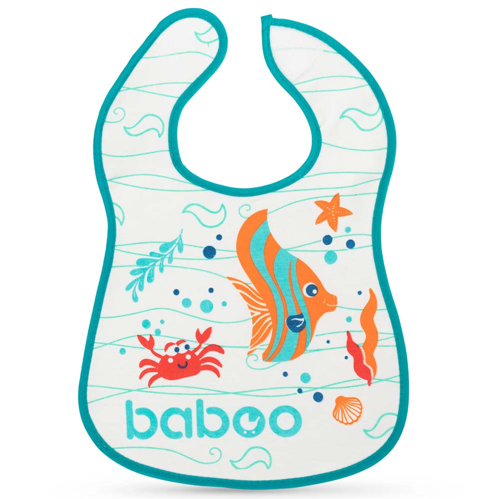 Baboo Sea Life 3+ міс. - бавовняний нагрудник на липучці