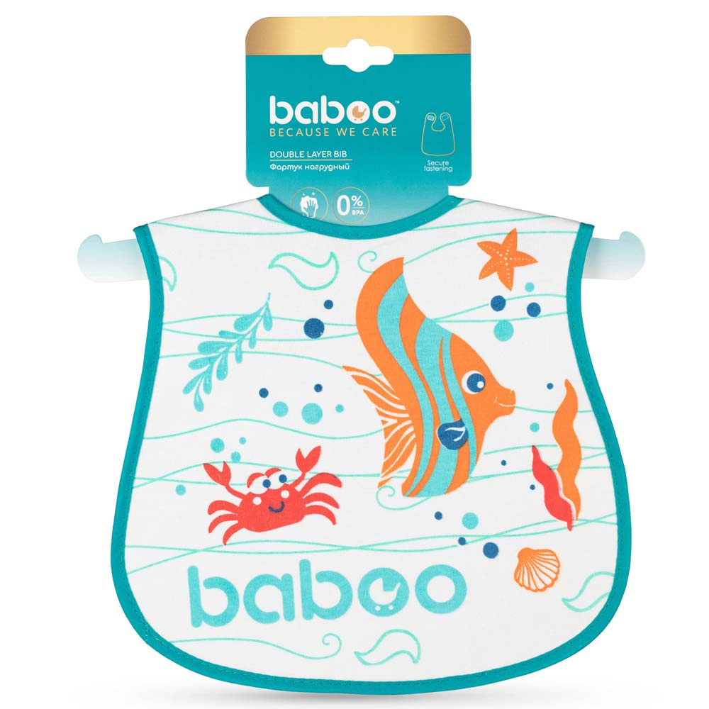 Baboo Sea Life 3+ міс. - бавовняний нагрудник на липучці