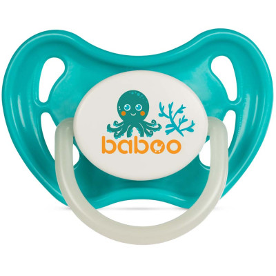 Baboo Sea Life латексна кругла 0+ міс. - нічна пустушка, що світиться в темряві • Бірюзовий