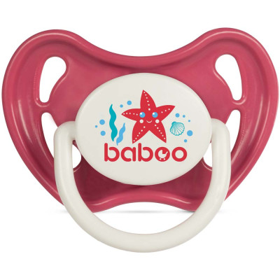 Baboo Sea Life латексна симетрична 6+ міс. - пустушка із захисним ковпачком • Червоний