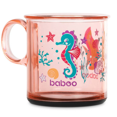 Baboo Sea Life 170 мл - чашка з нековзним дном від 12 міс. • Рожевий