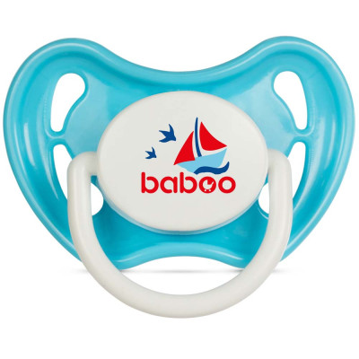 Baboo Marine силіконова кругла 0+ міс. - пустушка із захисним ковпачком • Блакитний