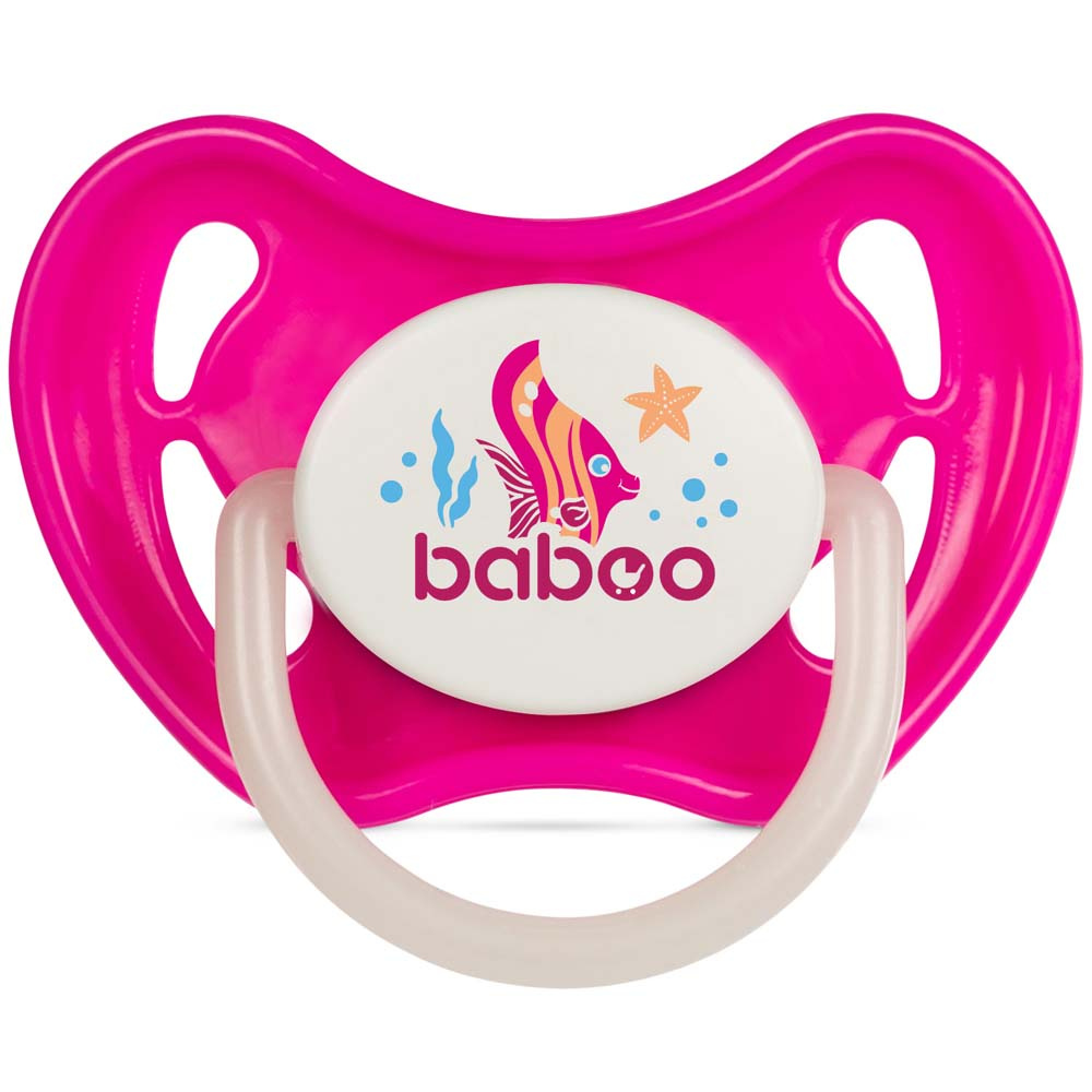 Baboo Sea Life симетрична 6+ міс. - нічна силіконова пустушка • Рожевий