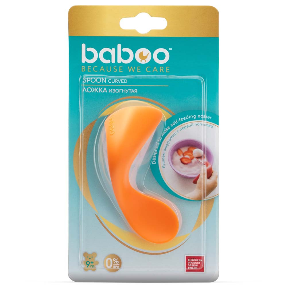 Baboo Curved Spoon 9+ міс. - вигнута тренувальна ложка для правої руки • Mango
