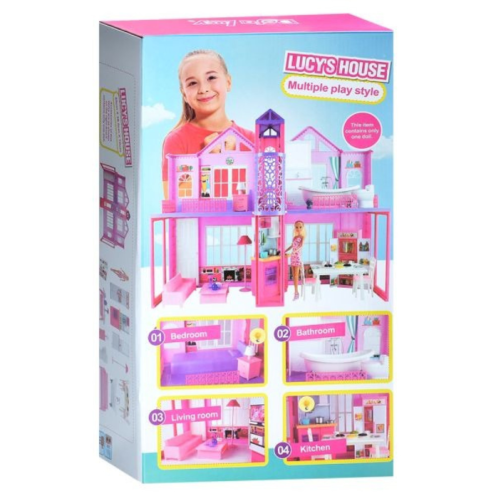 Defa Lucy's House - двухэтажный кукольный домик с куклой 29 см, мебелью и светом (8440-BF)