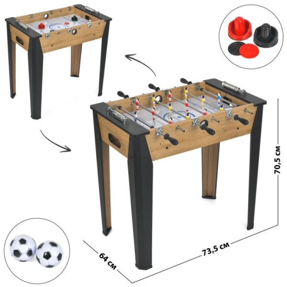 Игровой стол 6110 - футбол и аэрохоккей 2в1, деревянный на ножках (6110)