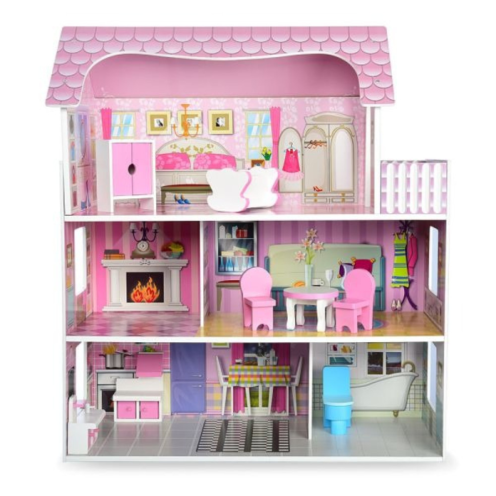 Tree Toys Кукольный домик - деревянный трехэтажный с мебелью (MD 1204)