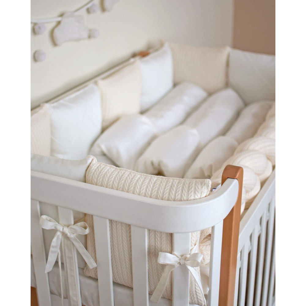 Baby Veres Постельный комплект Florence 6 предметов - комплект в кроватку с бампером-косой • Кремовый