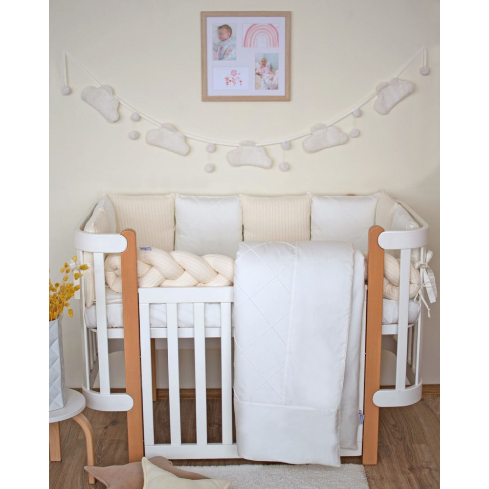 Baby Veres Постельный комплект Florence 6 предметов - комплект в кроватку с бампером-косой • Кремовый