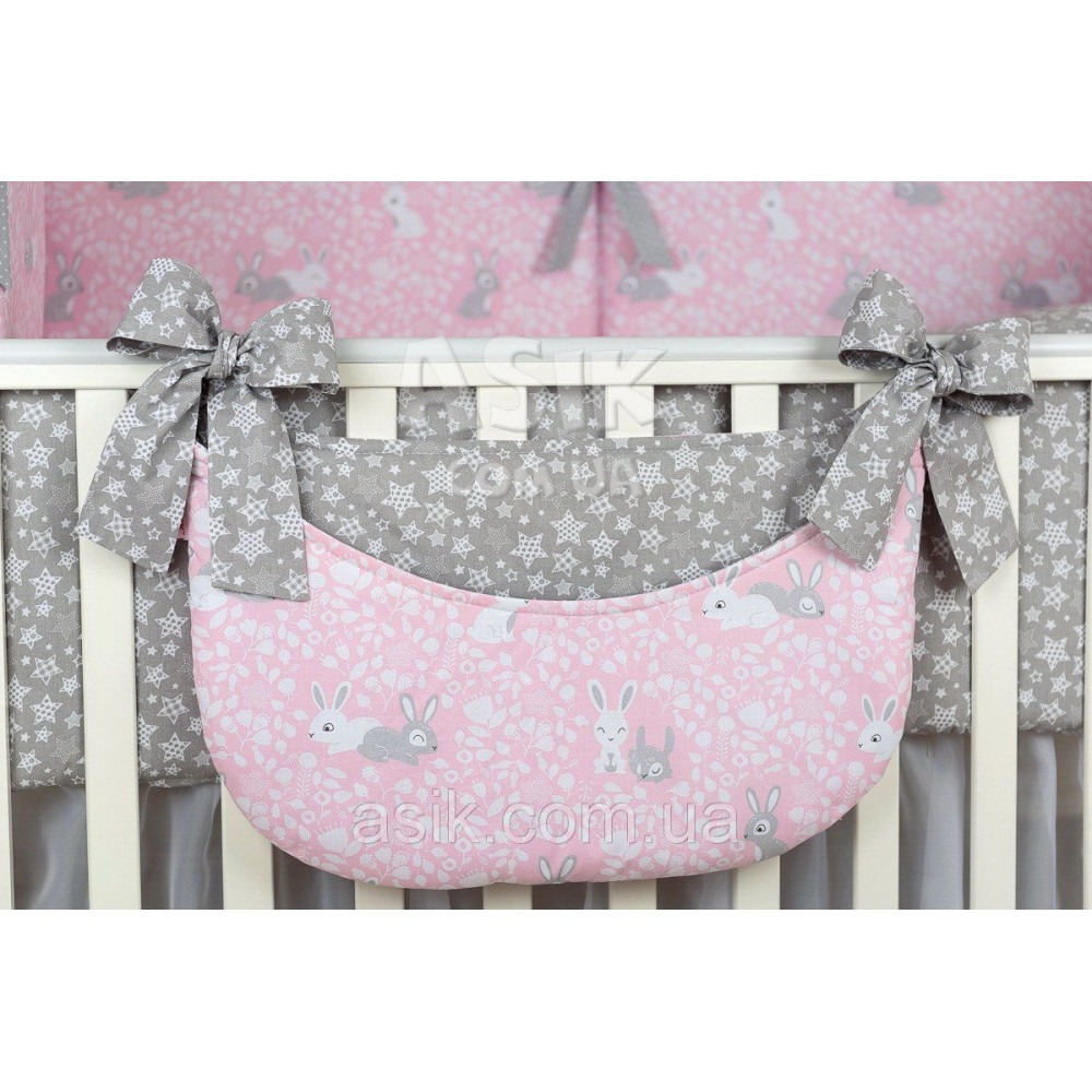 Комплект постельного белья Asik Серые зайчики на розовом 8 предметов (8-293)