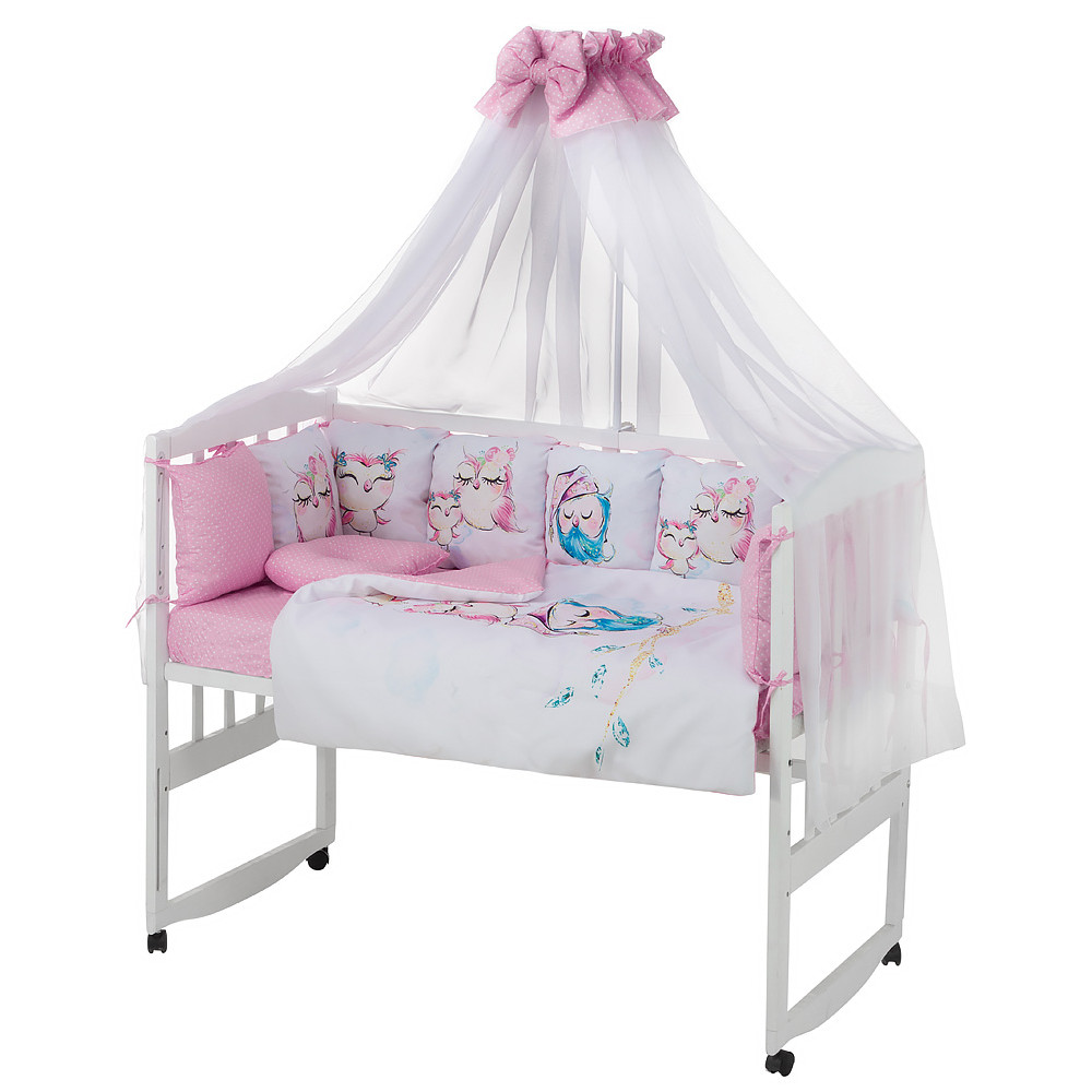Дитячий комплект постільної білизни Babyroom Bortiki Print-08 pink owl