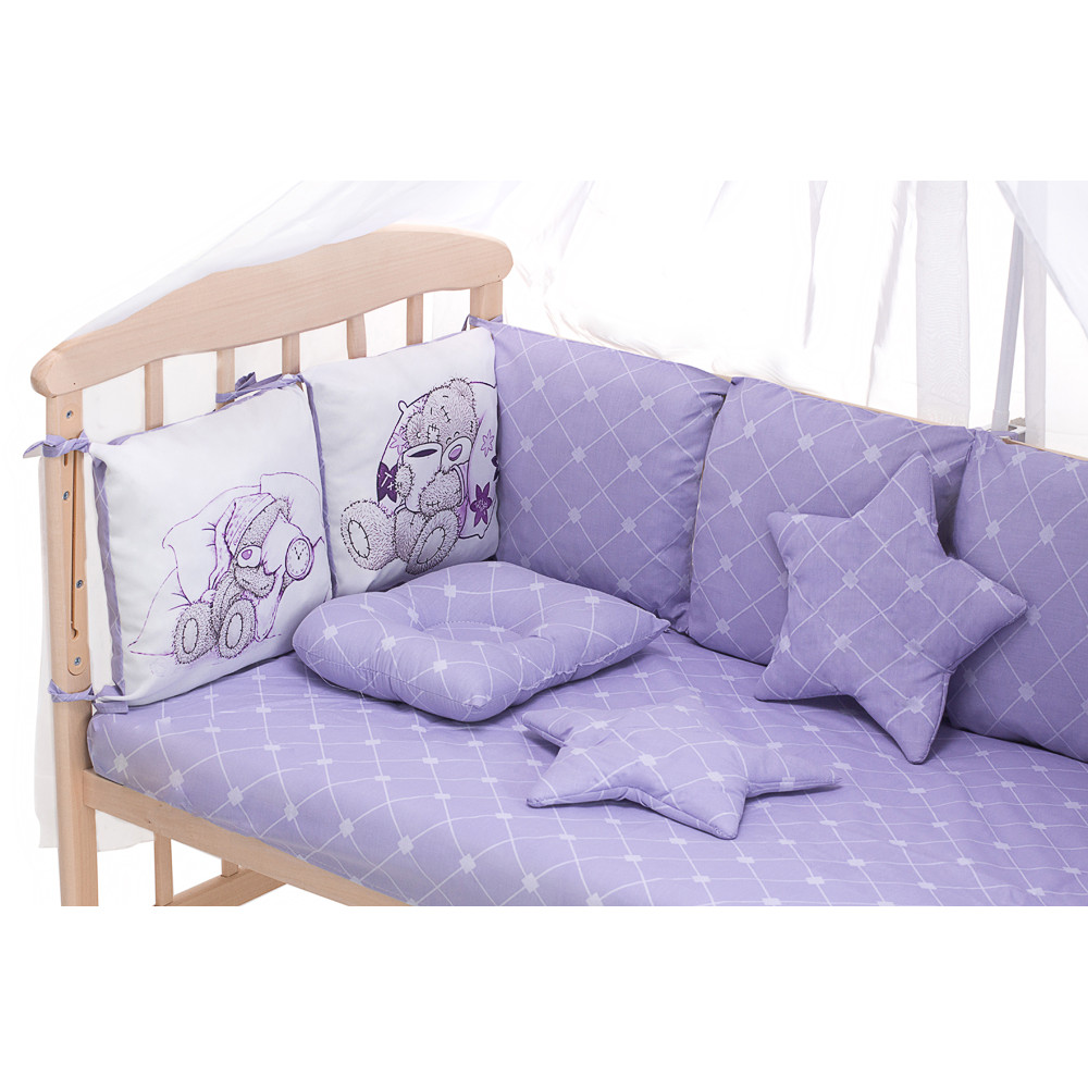 Дитячий комплект постільної білизни Babyroom Bortiki Print-08 purple teddy Дитячий комплект постільної білизни Babyroom Bortiki Print-08 purple teddy