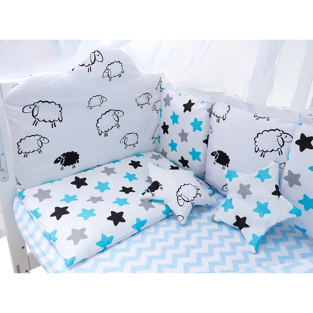 Дитячий комплект постільної білизни Babyroom Classic Bortiki-01 білий (баранці, зірочки) Дитячий комплект постільної білизни Babyroom Classic Bortiki-01 білий (баранці, зірочки)