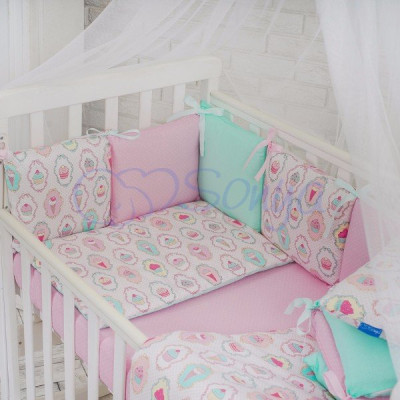 Постельный комплект Маленькая Соня Baby Design Premium Пирожные 7 предметов
