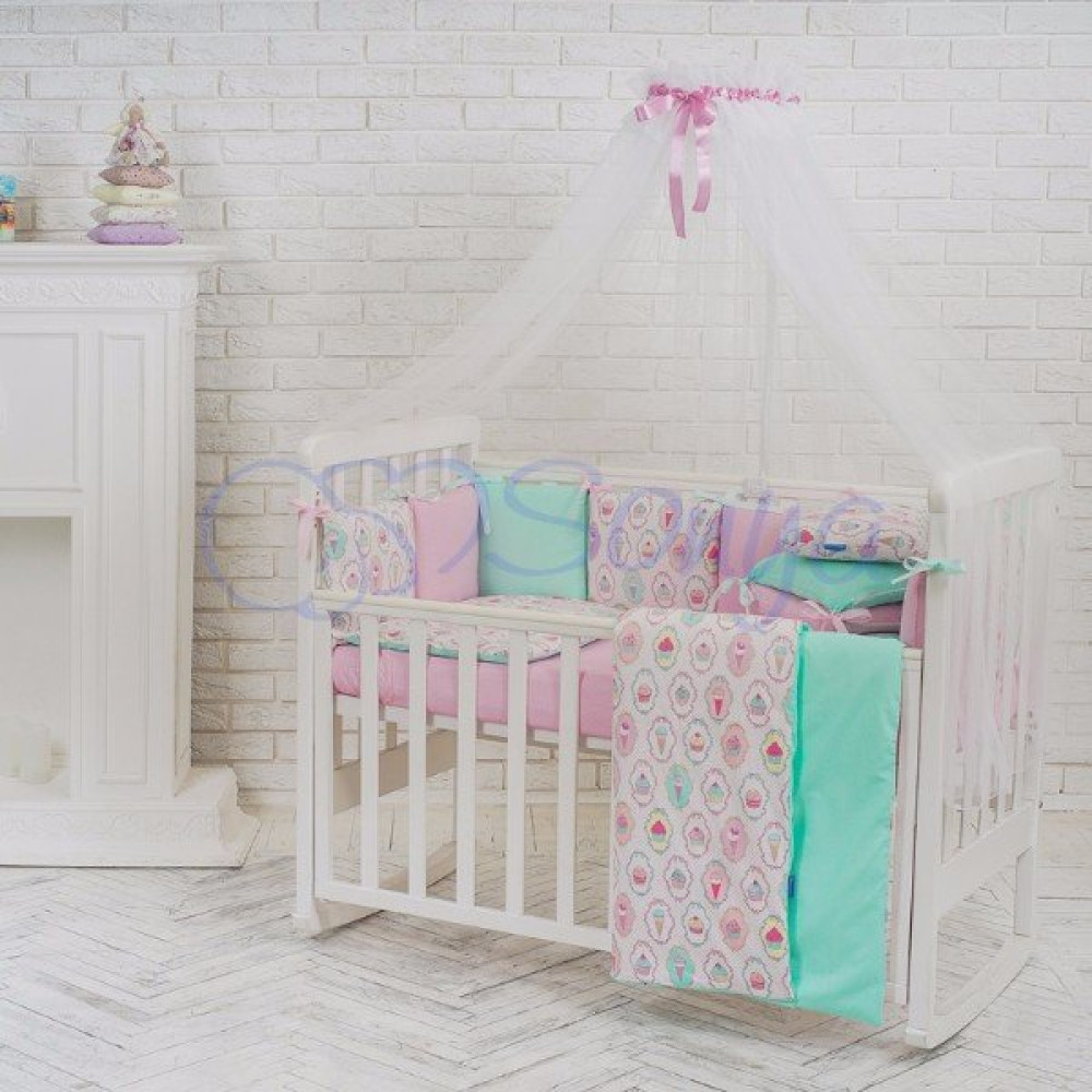 Постельный комплект Маленькая Соня Baby Design Premium Пирожные 7 предметов Постельный комплект Маленькая Соня Baby Design Premium Пирожные 7 предметов