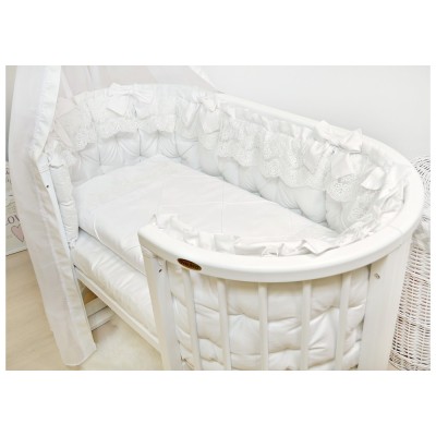 Дитячий набір в ліжечко Ovalbed Блюмарін Lux білий 8 в 1 сатин