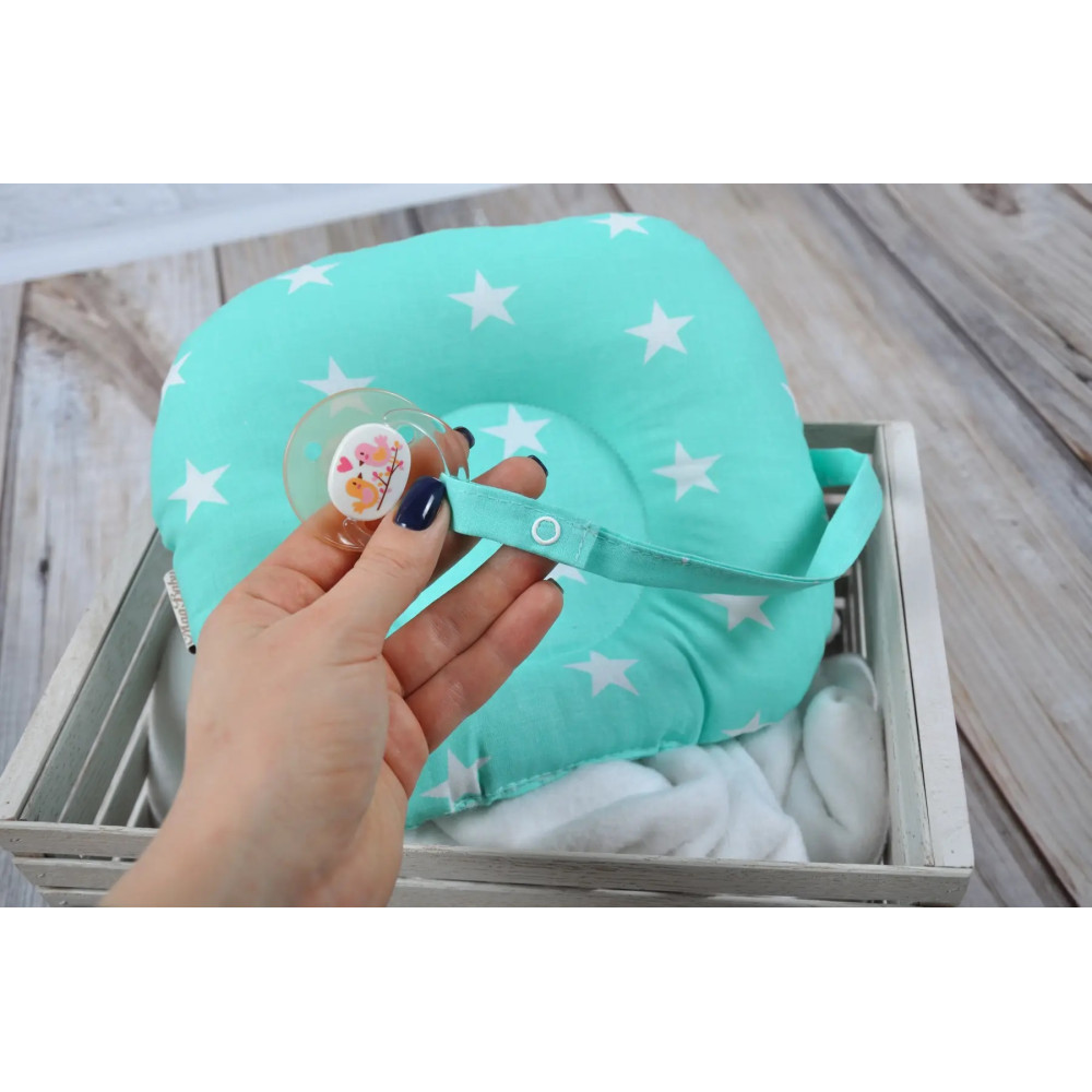 Подушка MagBaby для новорожденных с держателем мятная с звездами (130277)