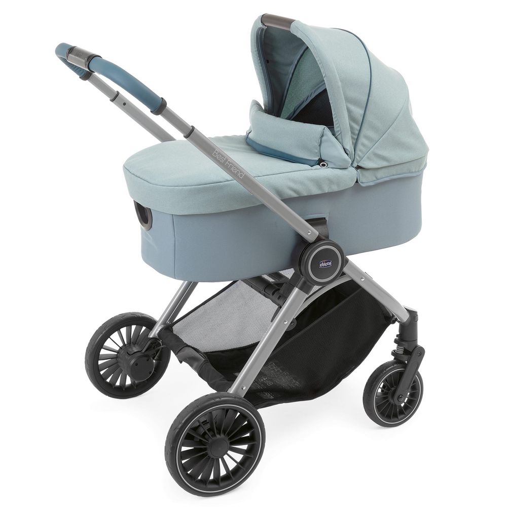 Chicco Best Friend Pro Light - детская коляска 2в1 для новорожденных, коляска с люлькой, всесезонная коляска • Голубой (79866.55.04)