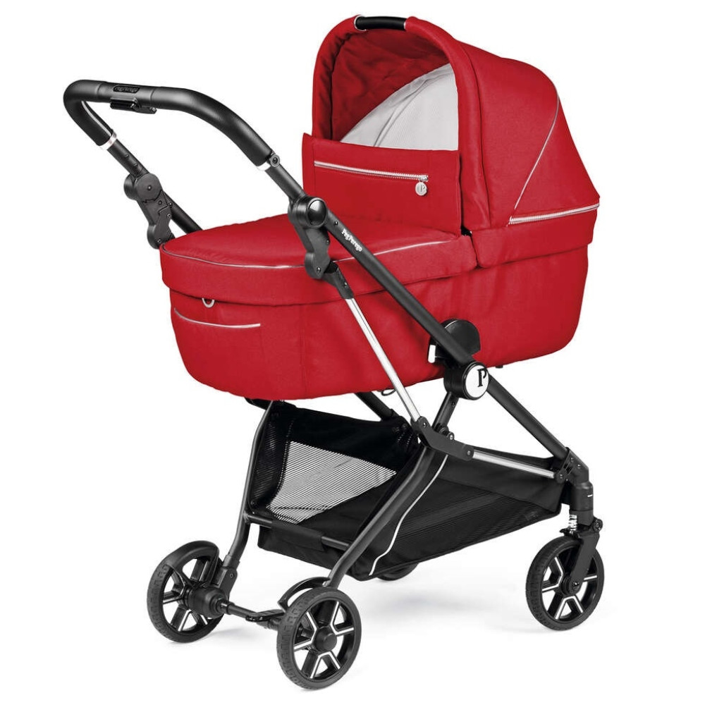 Peg Perego Vivace - стильна дитяча коляска 2 в 1, візочок для новонароджених, компактне складання, люлька Culla Grande • Red Shine