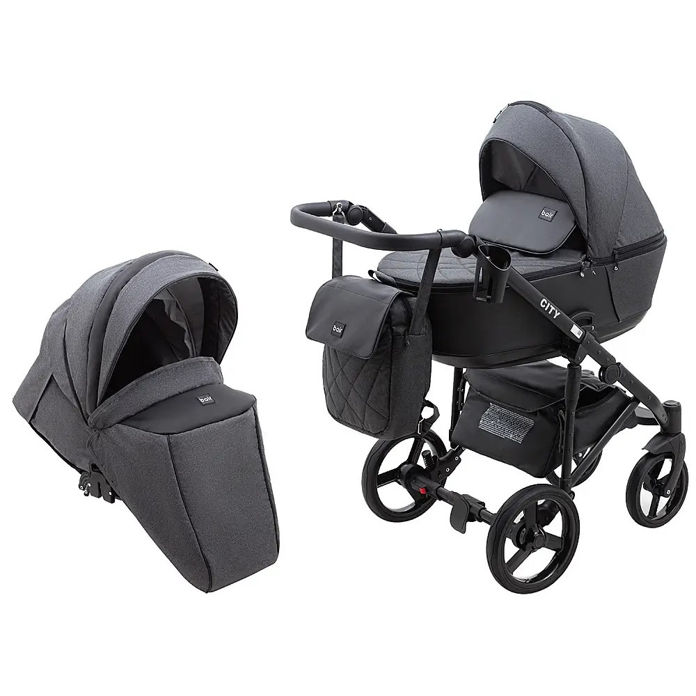 Коляска 2 в 1 Bair City Soft 219 графіт - чорна кожа (626211) Коляска 2 в 1 Bair City Soft 219 графіт - чорна кожа (626211)