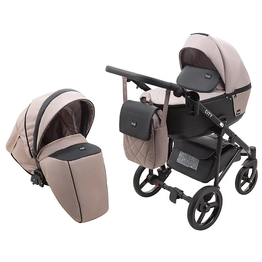Коляска 2 в 1 Bair City Soft 455 капучино - чорна кожа (626213) Коляска 2 в 1 Bair City Soft 455 капучино - чорна кожа (626213)