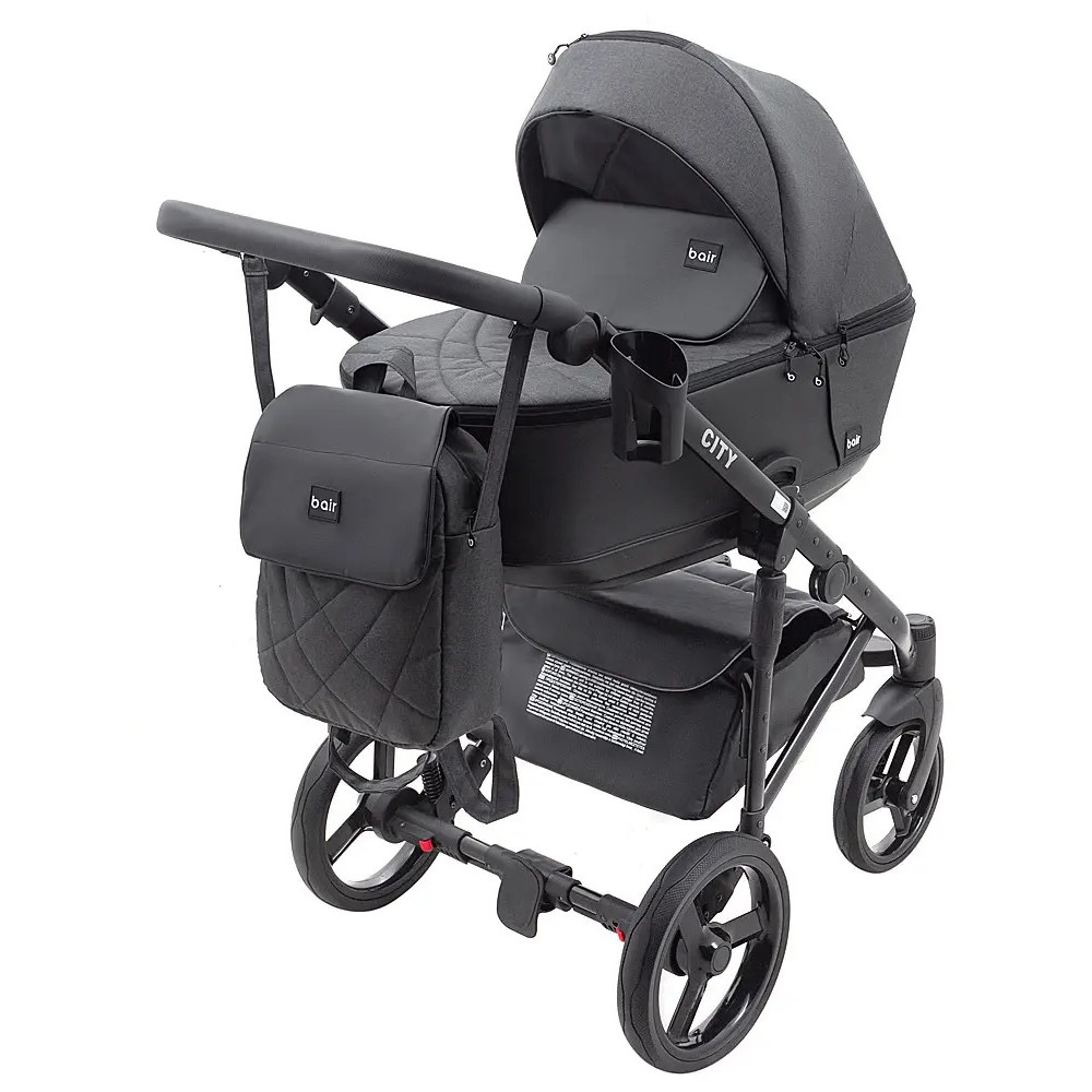 Коляска 2 в 1 Bair City Soft 222 черный - черная кожа