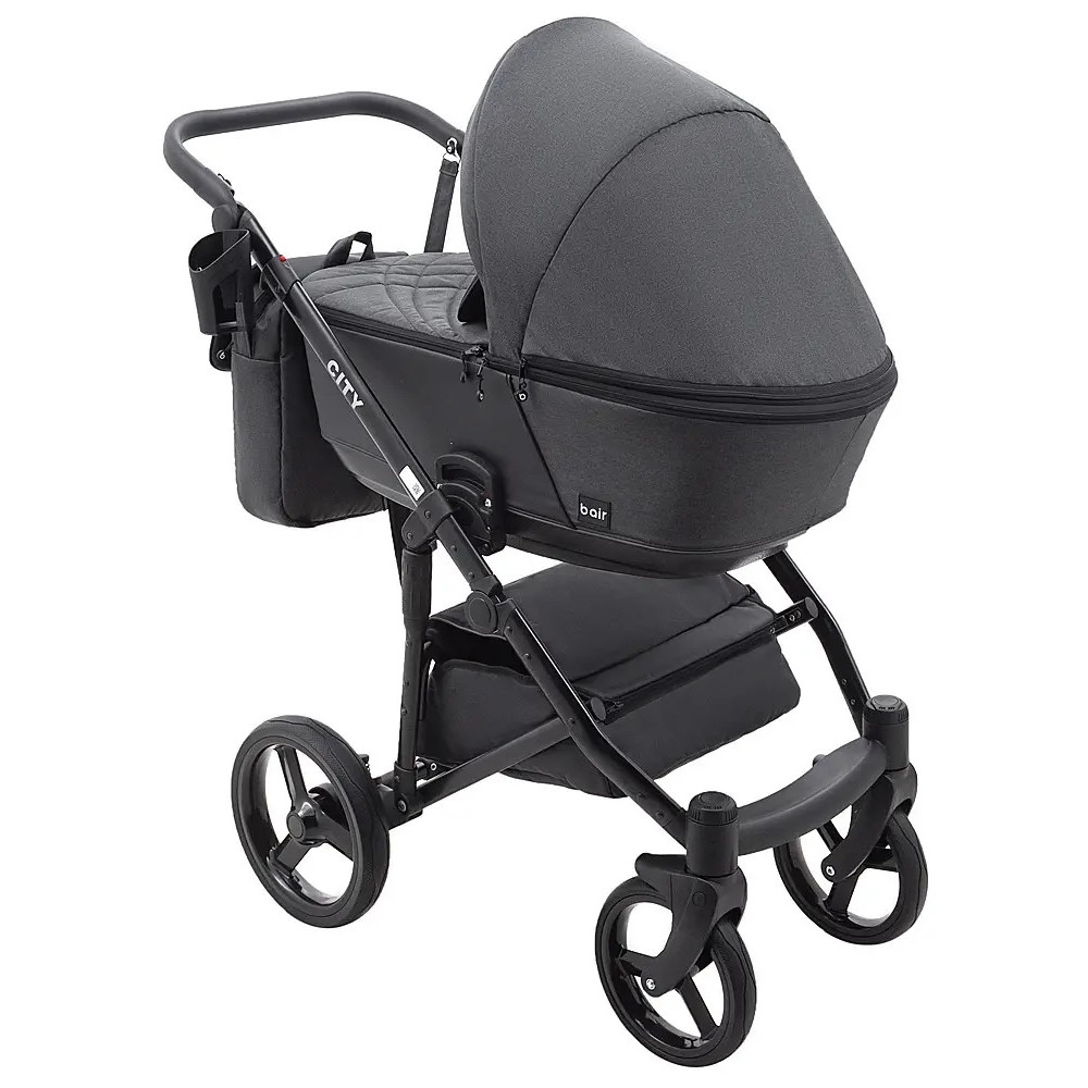 Коляска 2 в 1 Bair City Soft 222 черный - черная кожа Коляска 2 в 1 Bair City Soft 222 черный - черная кожа