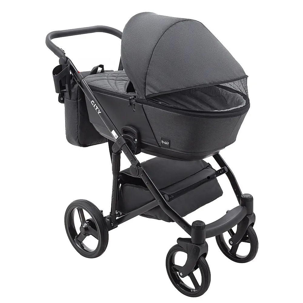 Коляска 2 в 1 Bair City Soft 222 черный - черная кожа Коляска 2 в 1 Bair City Soft 222 черный - черная кожа