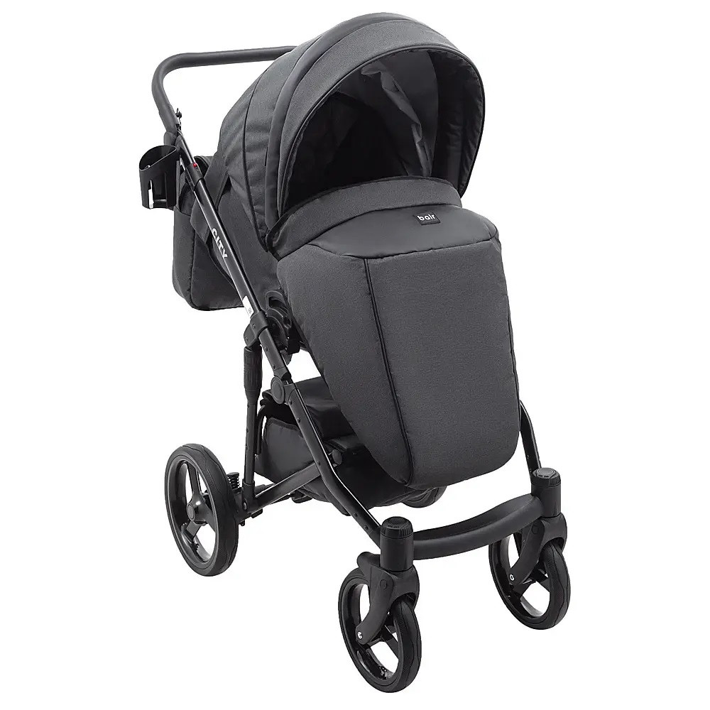 Коляска 2 в 1 Bair City Soft 222 черный - черная кожа Коляска 2 в 1 Bair City Soft 222 черный - черная кожа
