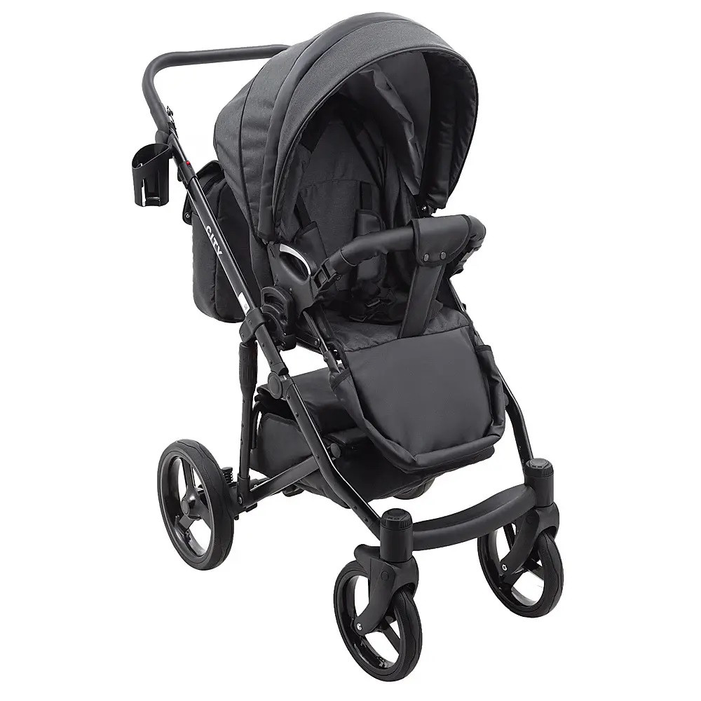 Коляска 2 в 1 Bair City Soft 222 черный - черная кожа Коляска 2 в 1 Bair City Soft 222 черный - черная кожа