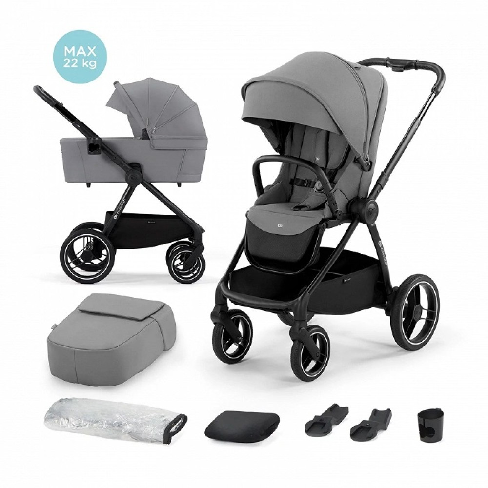 Kinderkraft Nea - універсальна багатофункціональна коляска 2 в 1 з великими колесами • Platinum Grey (KSNEA000GRY2000)