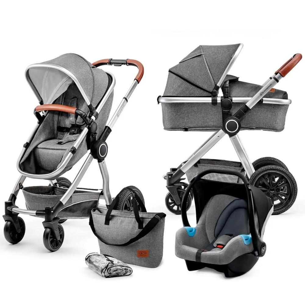 Kinderkraft Veo - універсальна коляска 3 в 1 з великими колесами • Gray (KKWVEOGRY30000)