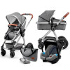 Kinderkraft Veo - універсальна коляска 3 в 1 з великими колесами • Gray (KKWVEOGRY30000)
