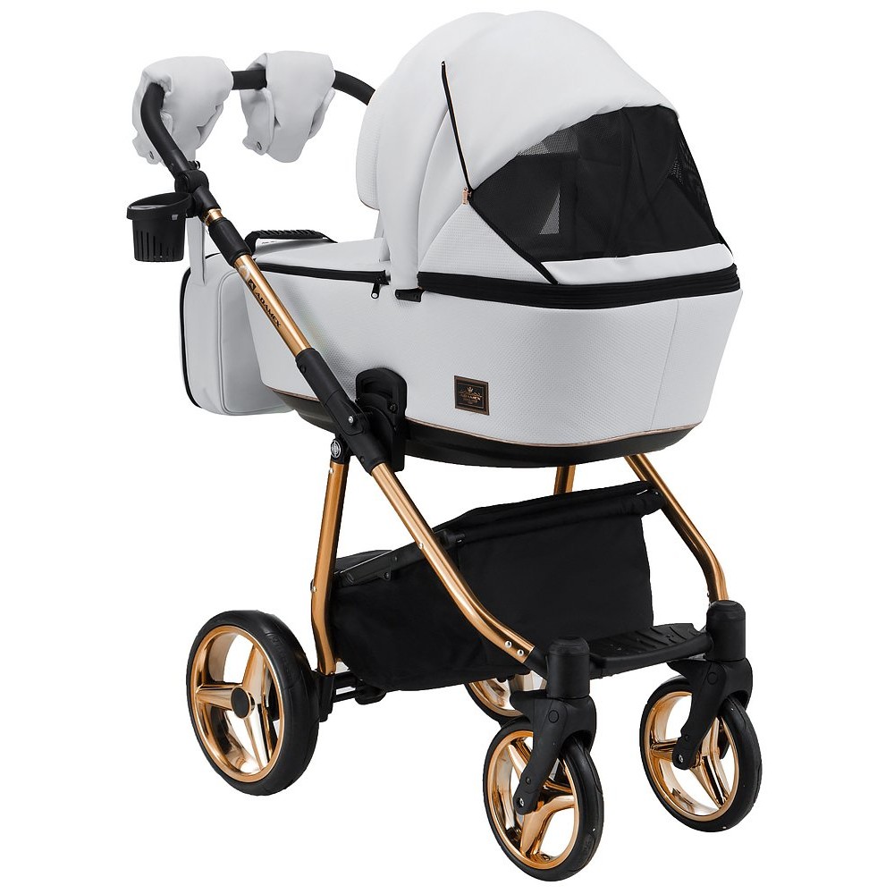 Коляска 2 в 1 Adamex Barcelona Polar (Pink Gold) кожа 100% BR321