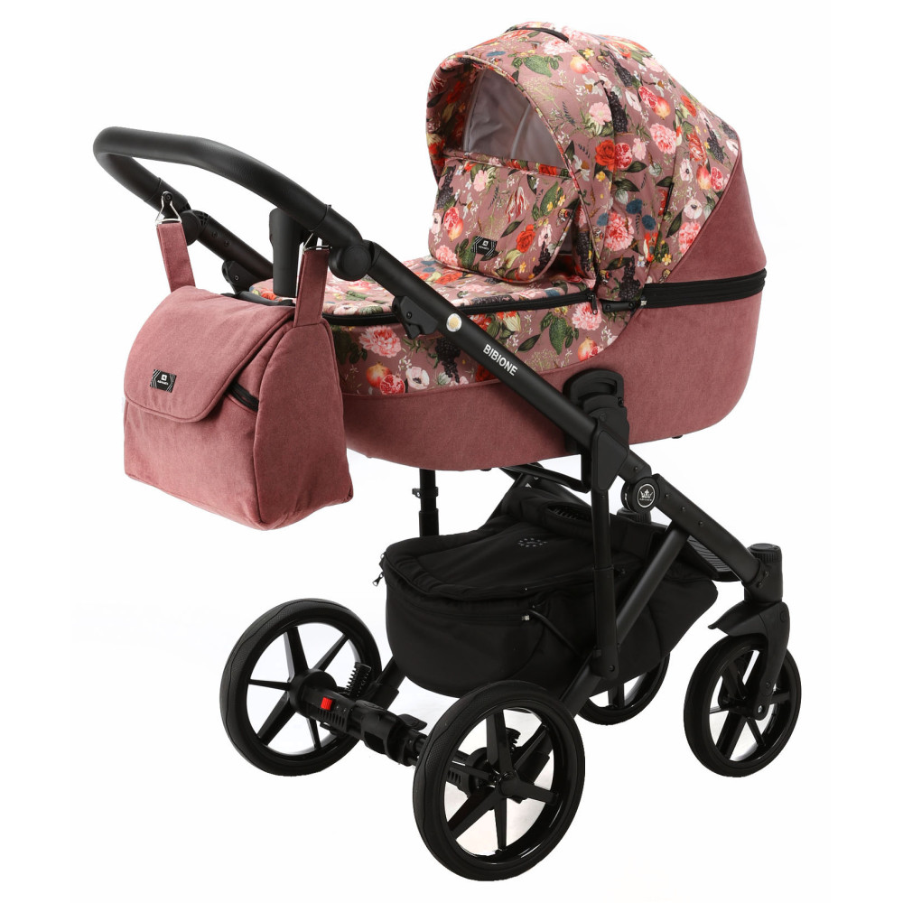 Коляска 2 в 1 Adamex Bibione Flowers 2 баклажан
