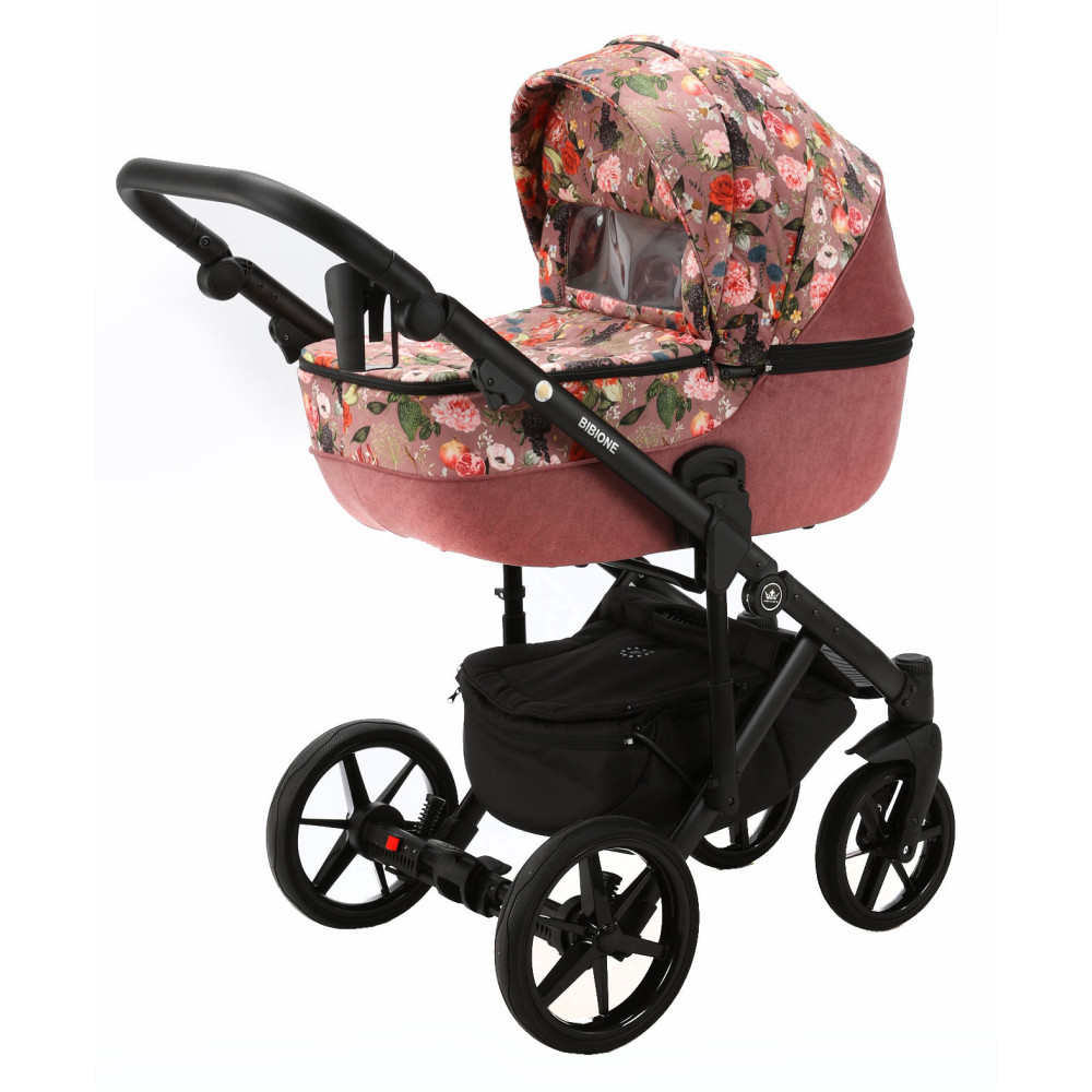 Коляска 2 в 1 Adamex Bibione Flowers 2 баклажан