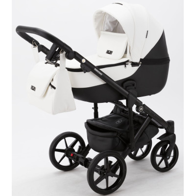 Коляска 2 в 1 Adamex Bibione  SD-01 белый + черный