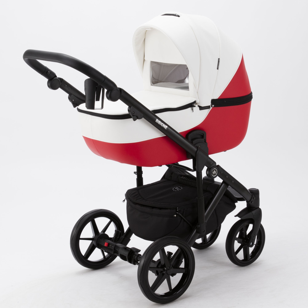 Коляска 2 в 1 Adamex Bibione SD-02 белый + красный