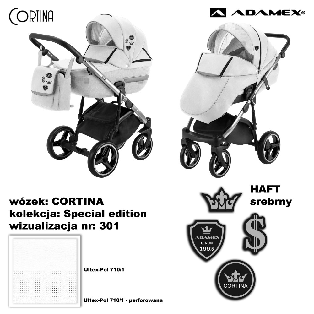 Коляска 2 в 1 Adamex Cortina Special Edition Кожа CT-301