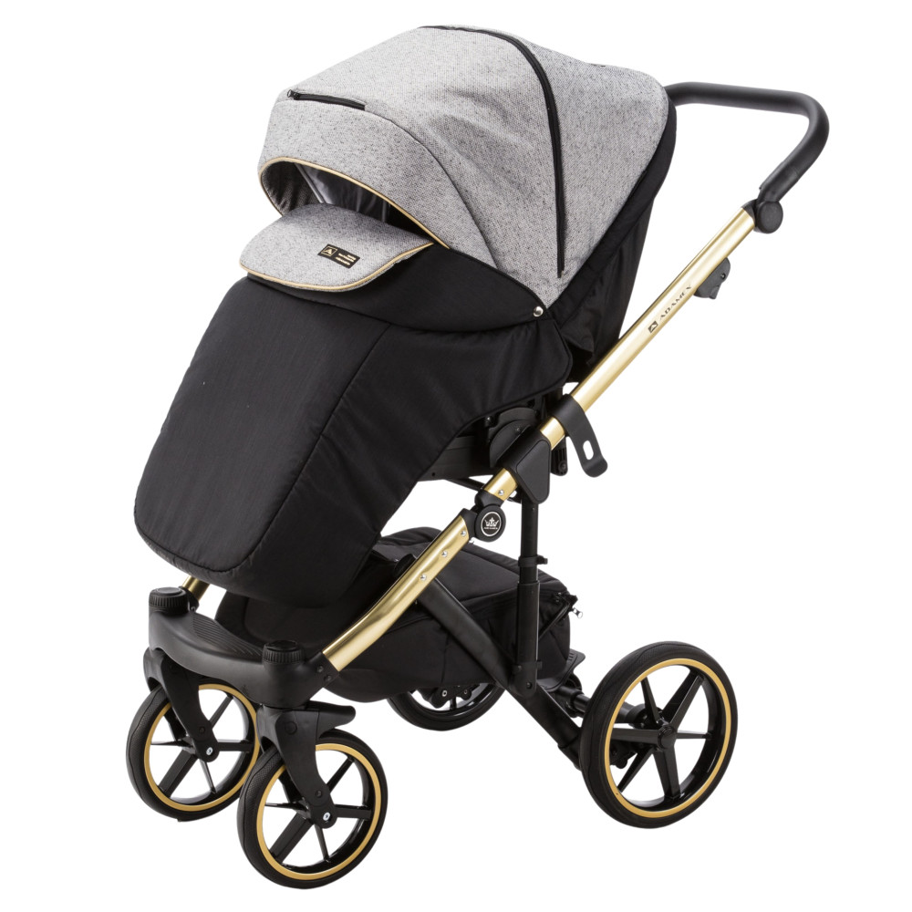 Коляска 2 в 1 Adamex Diego DW-500 (серая ткань, золотая рама)